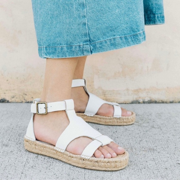 Soludos Whited Banded Shield White Sandal Espadrille 11 - Picture 1 of 4